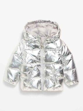 LIKE NEW OLD NAVY Shiny Quilted Puffer Jacket for Toddler Girls SIZE 5